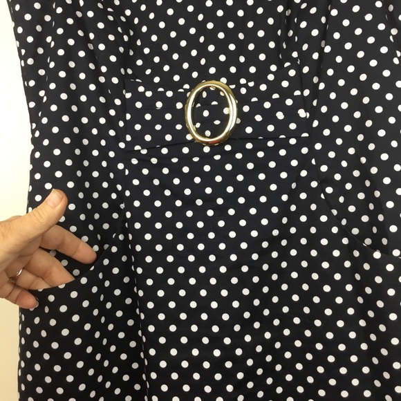 Tahari Polka Dot Sheath Dress Petite 8P Lined - Picture 5 of 8